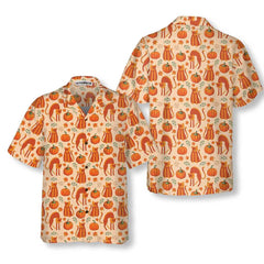 Pumpkin Cats Lover Thanksgiving Hawaiian Shirt, Thanksgiving Gift For Cat Lover - Hyperfavor