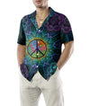Purple Flower Hippie Hawaiian Shirt, Mandala Peace Sign Hippie Shirt - Hyperfavor
