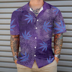 Purple Hippie Marijuanas Mandala Hawaiian Shirt, Unique Seamless Pattern Hippie Shirt, Best Hippie Gift - Hyperfavor