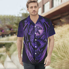 Purple Neon Dragon Hawaiian Shirt, Black And Purple Dragon Shirt, Best Gift For Dragon Lovers - Hyperfavor