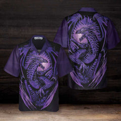 Purple Neon Dragon Hawaiian Shirt, Black And Purple Dragon Shirt, Best Gift For Dragon Lovers - Hyperfavor