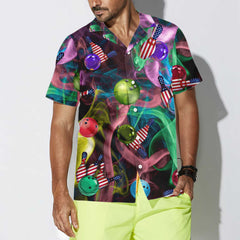 Rainbow Smoke And American Flag Bowling Hawaiian Shirt, Best Bowling Shirt For Men And Women - Hyperfavor