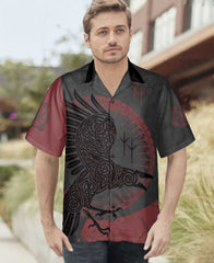 Red And Black Raven Viking Hawaiian Shirt, Unique Viking Raven Shirt For Men And Women - Hyperfavor