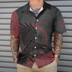 Red And Black Raven Viking Hawaiian Shirt, Unique Viking Raven Shirt For Men And Women - Hyperfavor
