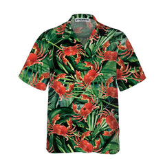 Red Crab Pattern Hawaiian Shirt, Unique Crab Shirt, Crab Print Shirt - Hyperfavor