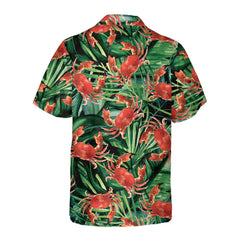 Red Crab Pattern Hawaiian Shirt, Unique Crab Shirt, Crab Print Shirt - Hyperfavor