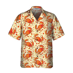 Red Crab Seamless Pattern Hawaiian Shirt, Unique Crab Shirt, Crab Print Shirt - Hyperfavor