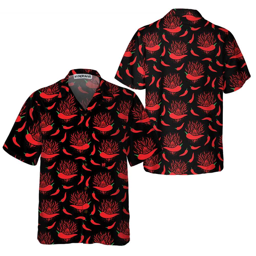 Red Hot Chilli Pepper Hawaiian Shirt, Funny Red Pepper Shirt For Men, Red Hot Chilli Shirt - Hyperfavor