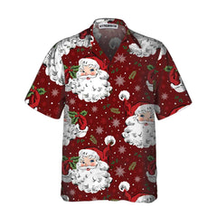 Red Santa Cozy Christmas Hawaiian Shirt, Short Sleeve Santa Christmas Hawaiian Shirt, Gift For Christmas Day - Hyperfavor