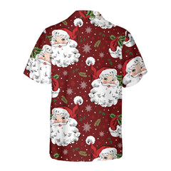 Red Santa Cozy Christmas Hawaiian Shirt, Short Sleeve Santa Christmas Hawaiian Shirt, Gift For Christmas Day - Hyperfavor