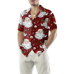 Red Santa Cozy Christmas Hawaiian Shirt, Short Sleeve Santa Christmas Hawaiian Shirt, Gift For Christmas Day - Hyperfavor