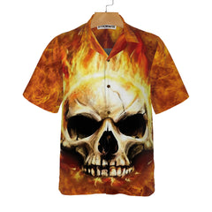 Red Skull Smoke Hawaiian Shirt, Cool Flame Skull Shirt For Men And Women - Hyperfavor