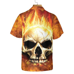 Red Skull Smoke Hawaiian Shirt, Cool Flame Skull Shirt For Men And Women - Hyperfavor