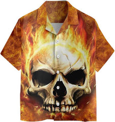 Red Skull Smoke Hawaiian Shirt, Cool Flame Skull Shirt For Men And Women - Hyperfavor