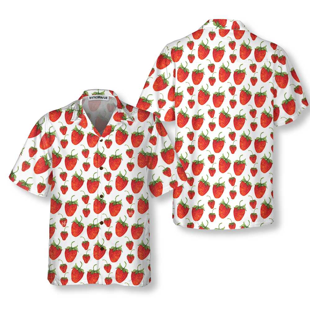 Red Strawberry Hawaiian Shirt, Strawberry Shirt For Men & Women, Strawberry Print Shirt - Hyperfavor