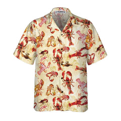 Retro Lobster Pattern Hawaiian Shirt, Unique Lobster Shirt, Lobster Print Shirt For Adults - Hyperfavor