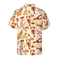 Retro Lobster Pattern Hawaiian Shirt, Unique Lobster Shirt, Lobster Print Shirt For Adults - Hyperfavor