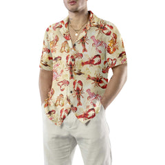 Retro Lobster Pattern Hawaiian Shirt, Unique Lobster Shirt, Lobster Print Shirt For Adults - Hyperfavor