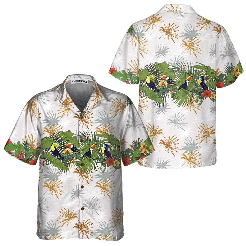 Retro Toucans And Tropical Plants Toucan Hawaiian Shirt, Toucan Bird Hawaiian Shirt, Funny Gift For Toucan Lover - Hyperfavor