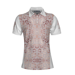 Rose Gold Leopard Print Short Sleeve Women Polo Shirt - Hyperfavor