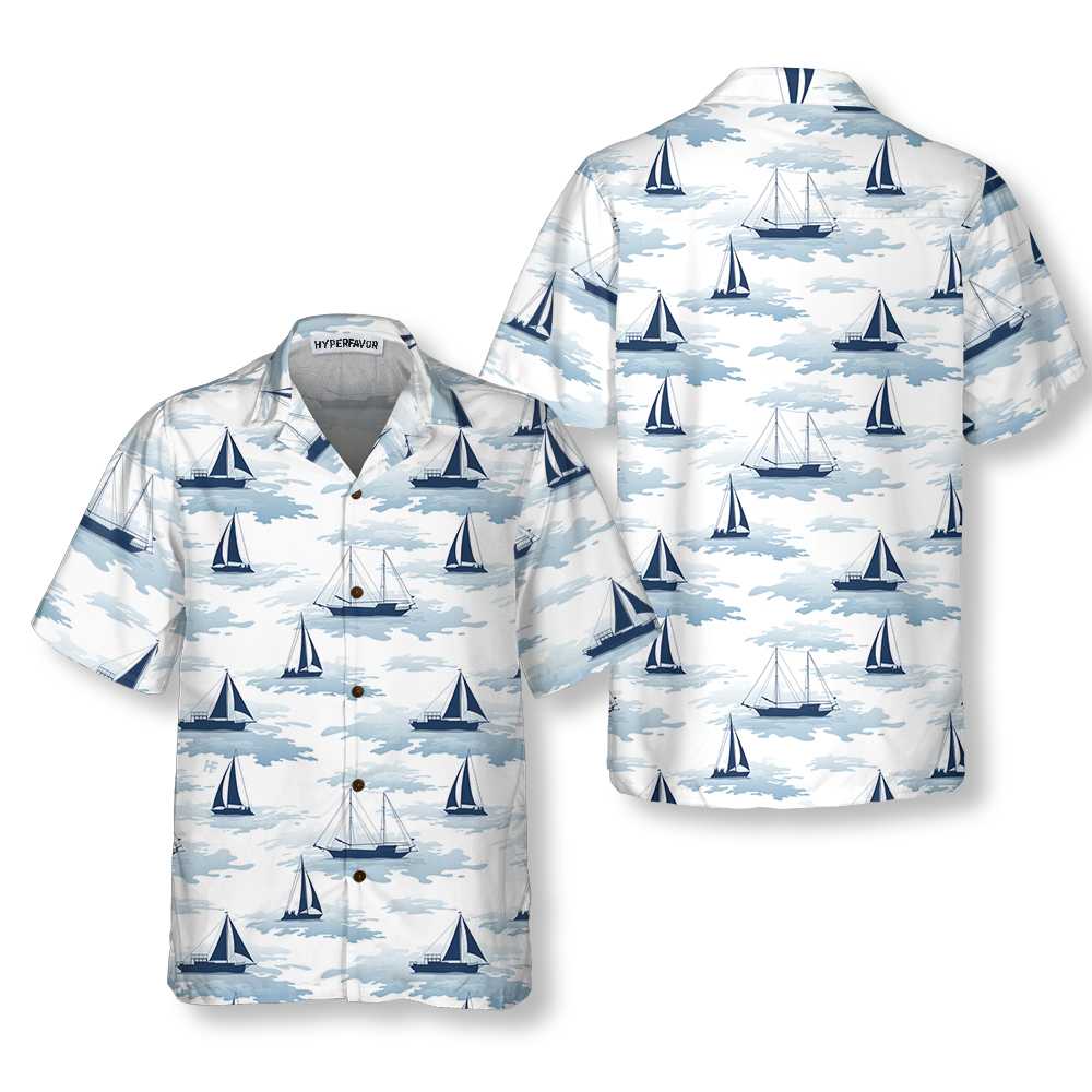 Sailboats Ships And Yachts Hawaiian Shirt, Short Sleeve Sailboat Shirt, Unique Nautical Shirt - Hyperfavor