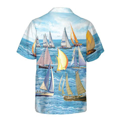 Sailing Boats Hawaiian Shirt, Short Sleeve Sailboat Shirt, Unique Nautical Shirt - Hyperfavor