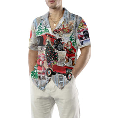 Santa Claus & His Hot Rod On Christmas Hawaiian Shirt, Funny Santa Hawaiian Shirt For Men - Hyperfavor
