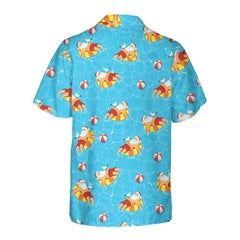 Santa Claus In Swimming Pool Pattern Hawaiian Shirt, Funny Santa Claus Shirt, Gift For Christmas - Hyperfavor