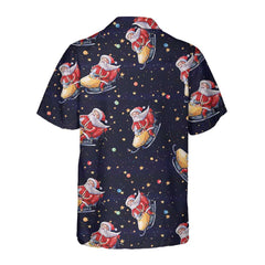 Santa Claus Riding Snowmobile Christmas Hawaiian Shirt, Funny Santa Hawaiian Shirt For Men - Hyperfavor