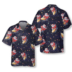 Santa Claus Riding Snowmobile Christmas Hawaiian Shirt, Funny Santa Hawaiian Shirt For Men - Hyperfavor
