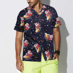 Santa Claus Riding Snowmobile Christmas Hawaiian Shirt, Funny Santa Hawaiian Shirt For Men - Hyperfavor