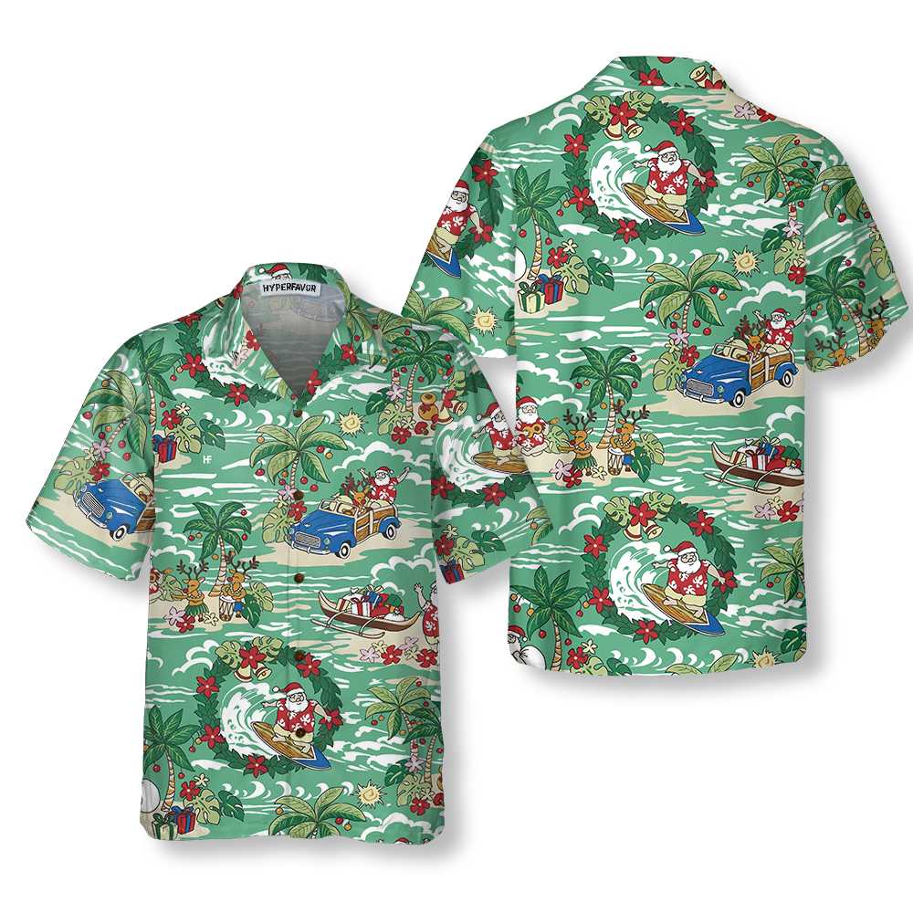 Santa In Hawaii Hawaiian Shirt, Funny Santa Claus Shirt, Best Gift For Christmas - Hyperfavor