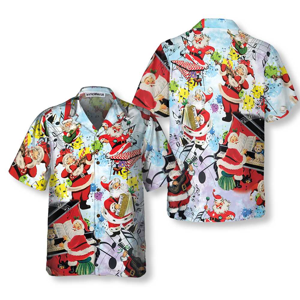 Santa Music On Christmas Hawaiian Shirt, Funny Santa Claus Shirt, Gift For Christmas - Hyperfavor