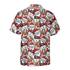 Santa Reindeer And Snowman Hawaiian Shirt, Funny Christmas Shirt For Men, Best Xmas Gift Idea - Hyperfavor