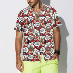 Santa Reindeer And Snowman Hawaiian Shirt, Funny Christmas Shirt For Men, Best Xmas Gift Idea - Hyperfavor