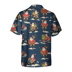 Santa Riding Motorcycle Christmas Hawaiian Shirt For Men, Best Motorcycle Gift For Christmas - Hyperfavor