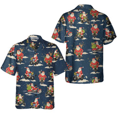 Santa Riding Motorcycle Christmas Hawaiian Shirt For Men, Best Motorcycle Gift For Christmas - Hyperfavor