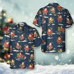 Santa Riding Motorcycle Christmas Hawaiian Shirt For Men, Best Motorcycle Gift For Christmas - Hyperfavor