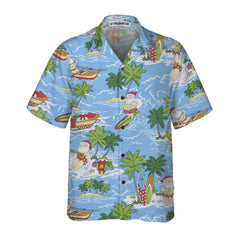Santa Sailing Tropical Christmas Hawaiian Shirt, Funny Santa Claus Shirt, Best Gift For Christmas - Hyperfavor