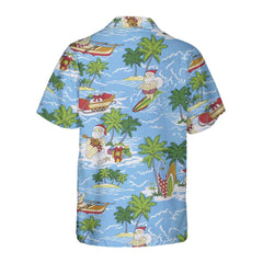 Santa Sailing Tropical Christmas Hawaiian Shirt, Funny Santa Claus Shirt, Best Gift For Christmas - Hyperfavor