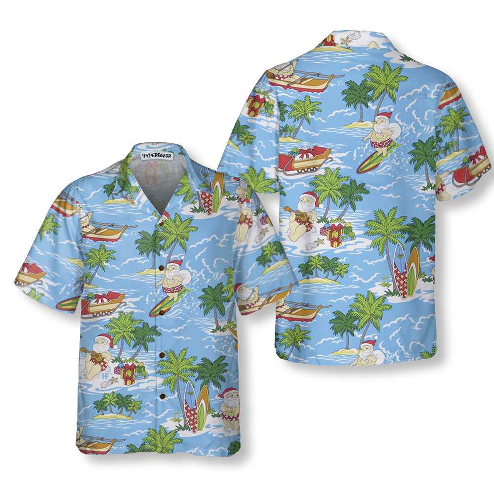 Santa Sailing Tropical Christmas Hawaiian Shirt, Funny Santa Claus Shirt, Best Gift For Christmas - Hyperfavor