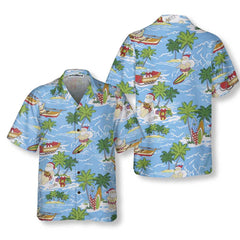 Santa Sailing Tropical Christmas Hawaiian Shirt, Funny Santa Claus Shirt, Best Gift For Christmas - Hyperfavor