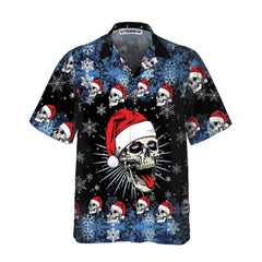 Santa Skull & Snowflake Hawaiian Shirt, Funny Christmas Skull Shirt, Best Christmas Gift Idea - Hyperfavor
