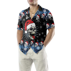 Santa Skull & Snowflake Hawaiian Shirt, Funny Christmas Skull Shirt, Best Christmas Gift Idea - Hyperfavor