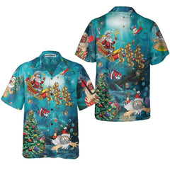 Scuba Diving Santa Claus Christmas Undersea Hawaiian Shirt, Unique Gift For Christmas - Hyperfavor