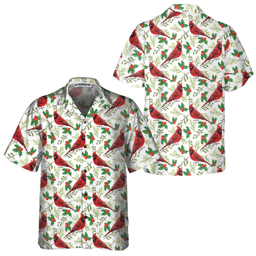 Seamless Christmas Pattern Red Cardinal Hawaiian Shirt, Funny Christmas Shirt, Gift For Christmas - Hyperfavor