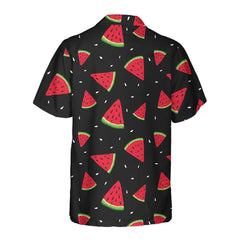 Seamless Hand Drawn Watermelon Pattern Hawaiian Shirt, Black Watermelon Print Shirt For Men & Women - Hyperfavor