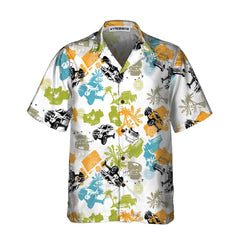 Seamless Tropical Plants Pattern With Jeeps Hawaiian Shirt, Colorful Jeep Beach Shirt For Men - Hyperfavor