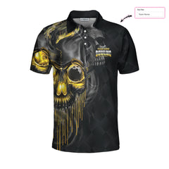 Shut Up And Bowl Golden Skull Custom Polo Shirt, Black Skull Bowling Shirt With Sayings, Personalized Bowling Gift - Hyperfavor