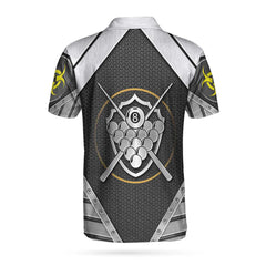 Silver Billiards Custom Polo Shirt, Personalized Billiards Shirt For Men, Billiards Polo Shirt, Custom Gift For Billiards Player - Hyperfavor